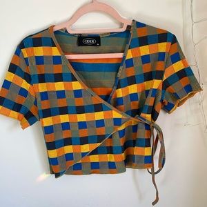 Cider brand wrap, colorful crop top still has tags